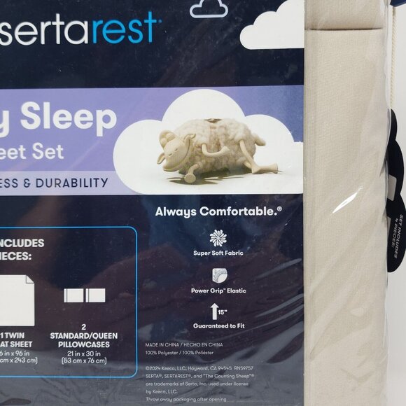 Serta SertaRest Comfy Sleep Sheet Set Sheets Secure Fit On Mattress Twin 4 pc - Picture 7 of 10